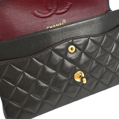 Chanel 1994-1996 Black Lambskin Medium Classic Double Flap Shoulder Bag