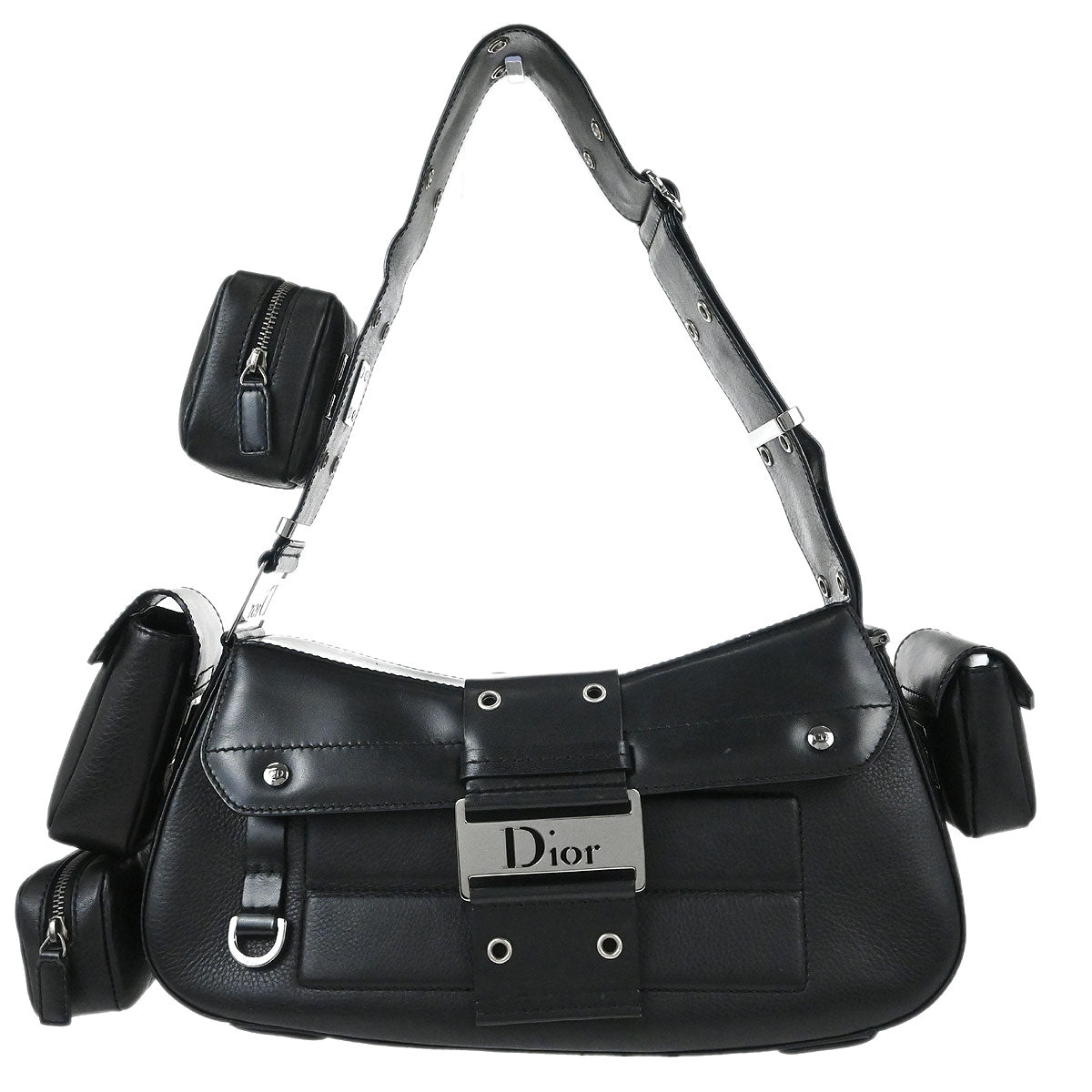 Christian Dior Black Leather Street Chic Columbus Shoulder Bag