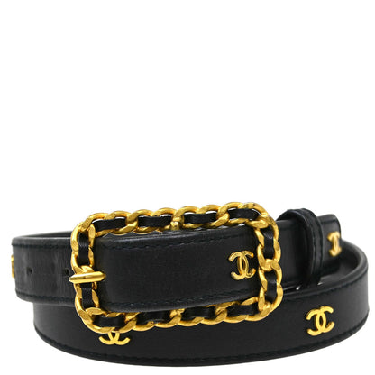 Chanel Black Lambskin Belt #70/28 93A Small Good
