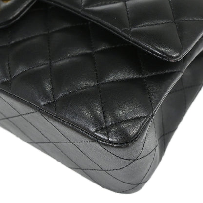 Chanel 2017-2018 Black Lambskin Medium Classic Double Flap Shoulder Bag