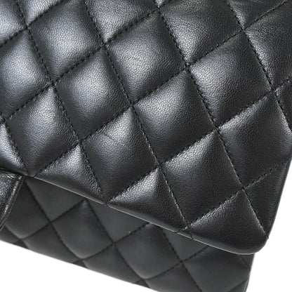 Chanel 2017-2018 Black Lambskin Medium Classic Double Flap Shoulder Bag