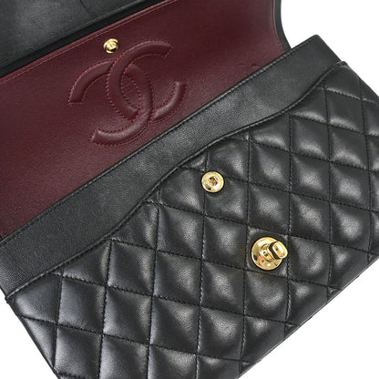 Chanel 2017-2018 Black Lambskin Medium Classic Double Flap Shoulder Bag