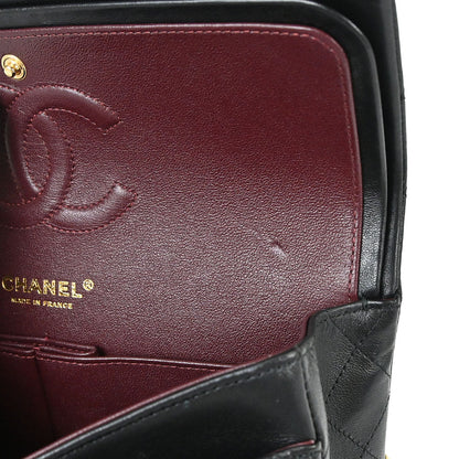 Chanel 2017-2018 Black Lambskin Medium Classic Double Flap Shoulder Bag