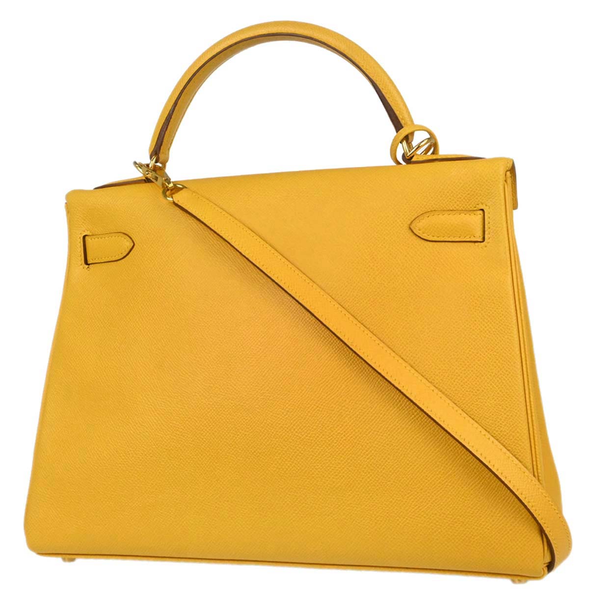 Hermes Jaune Courchevel Kelly 32 Retourne 2way Shoulder Handbag