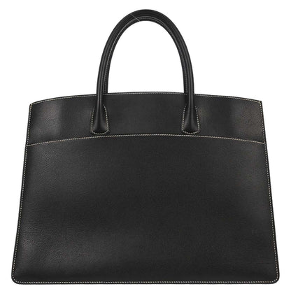 Hermes Black Courchevel White Bus GM Tote Bag