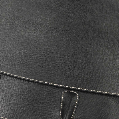 Hermes Black Courchevel White Bus GM Tote Bag