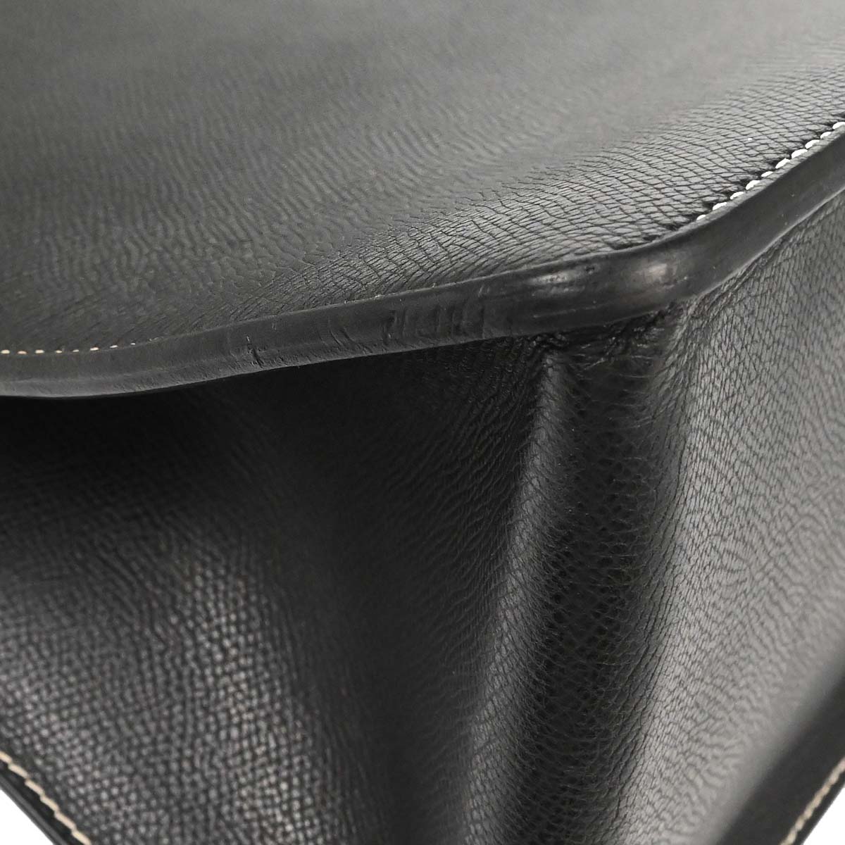 Hermes Black Courchevel White Bus GM Tote Bag
