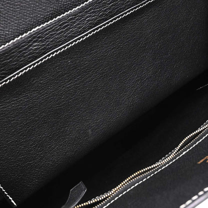 Hermes Black Courchevel White Bus GM Tote Bag