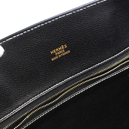 Hermes Black Courchevel White Bus GM Tote Bag