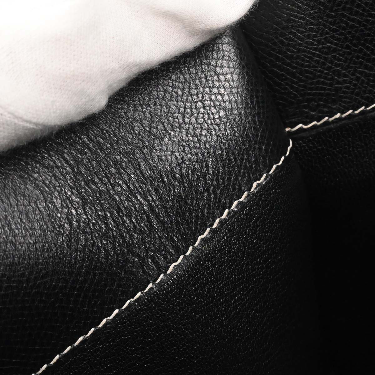 Hermes Black Courchevel White Bus GM Tote Bag