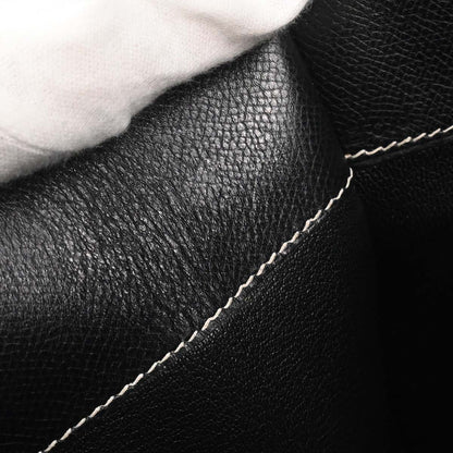 Hermes Black Courchevel White Bus GM Tote Bag