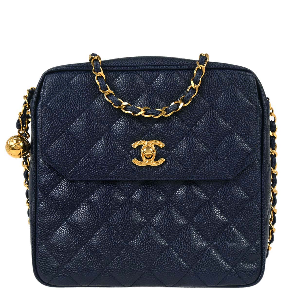 Chanel 1991-1994 Navy Caviar Skin Camera Bag