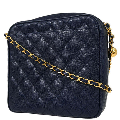 Chanel 1991-1994 Navy Caviar Skin Camera Bag