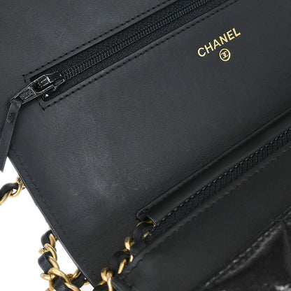Chanel Black Calfskin Mademoiselle Lock WOC Wallet on Chain Bag