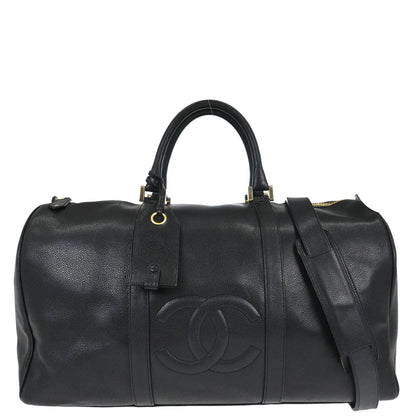 Chanel 1994-1996 Black Caviar Skin 2way Duffle Handbag