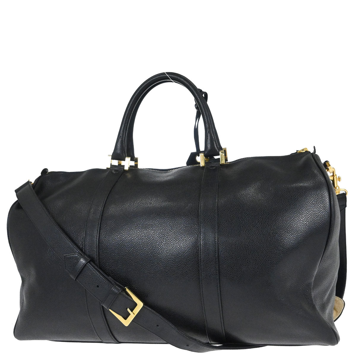 Chanel 1994-1996 Black Caviar Skin 2way Duffle Handbag