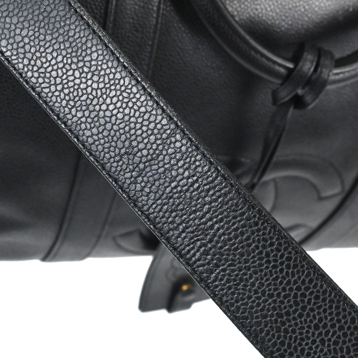 Chanel 1994-1996 Black Caviar Skin 2way Duffle Handbag