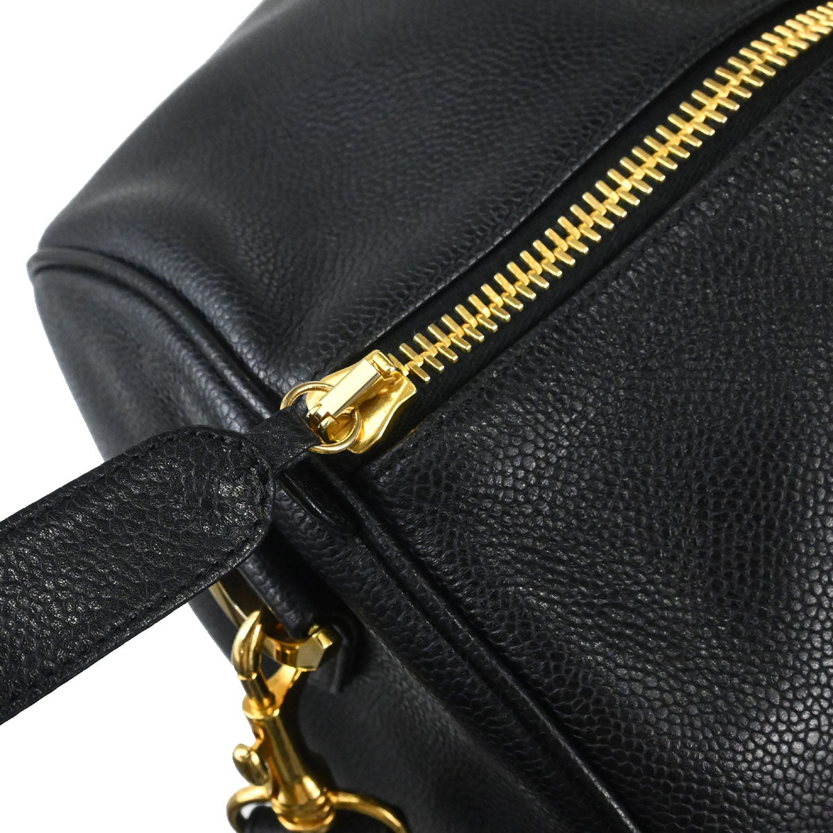 Chanel 1994-1996 Black Caviar Skin 2way Duffle Handbag