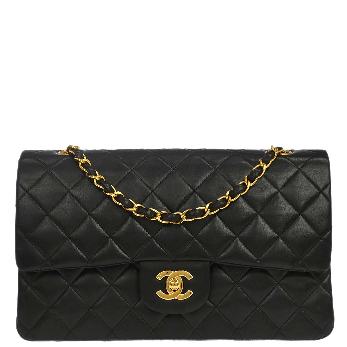 Chanel Black Lambskin Medium Classic Double Flap Shoulder Bag