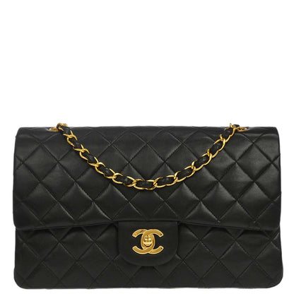Chanel Black Lambskin Medium Classic Double Flap Shoulder Bag