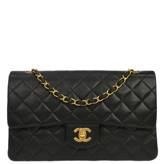 Chanel Black Lambskin Medium Classic Double Flap Shoulder Bag