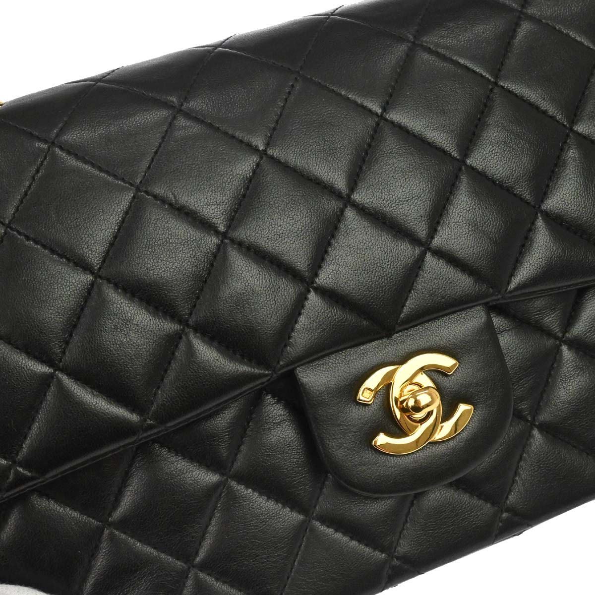 Chanel Black Lambskin Medium Classic Double Flap Shoulder Bag