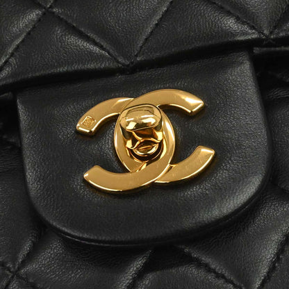 Chanel Black Lambskin Medium Classic Double Flap Shoulder Bag