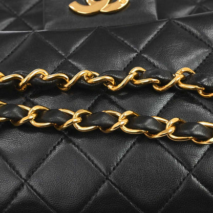 Chanel Black Lambskin Medium Classic Double Flap Shoulder Bag