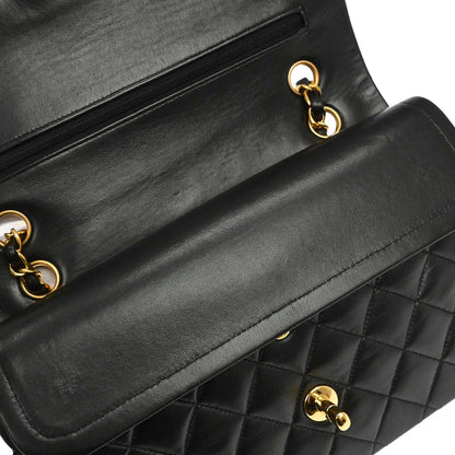 Chanel Black Lambskin Medium Classic Double Flap Shoulder Bag