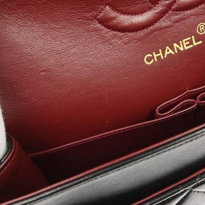 Chanel Black Lambskin Medium Classic Double Flap Shoulder Bag