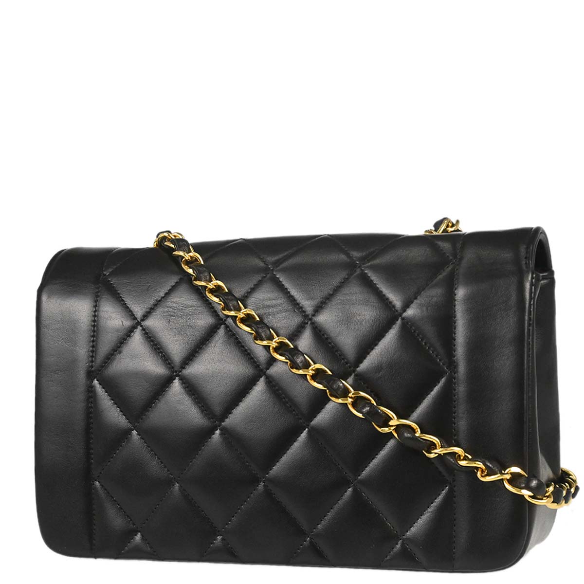 Chanel 1991-1994 Black Lambskin Small Diana Shoulder Bag