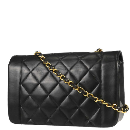 Chanel 1991-1994 Black Lambskin Small Diana Shoulder Bag