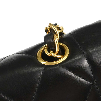 Chanel 1991-1994 Black Lambskin Small Diana Shoulder Bag