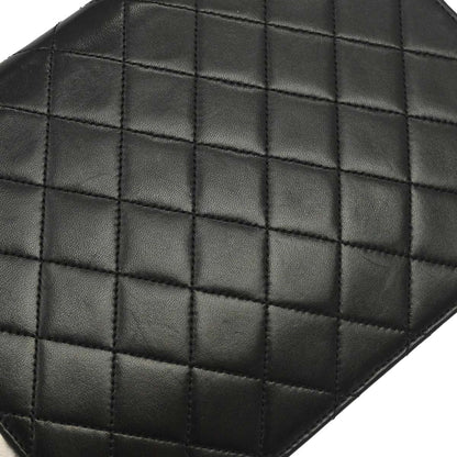 Chanel 1997-1999 Black Lambskin Pushlock Small Half Flap Shoulder Bag
