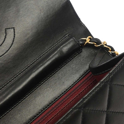 Chanel 1997-1999 Black Lambskin Pushlock Small Half Flap Shoulder Bag