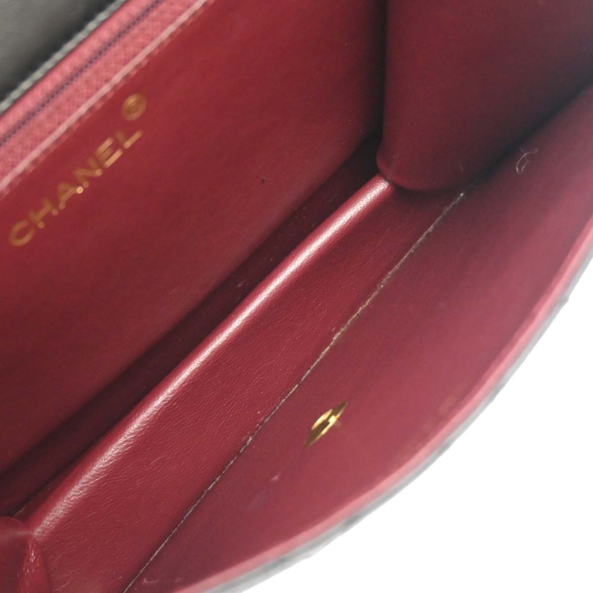 Chanel 1997-1999 Black Lambskin Pushlock Small Half Flap Shoulder Bag
