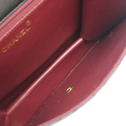 Chanel 1997-1999 Black Lambskin Pushlock Small Half Flap Shoulder Bag
