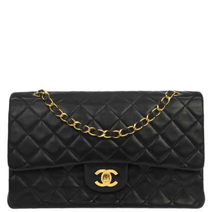 Chanel Black Lambskin Medium Classic Double Flap Shoulder Bag