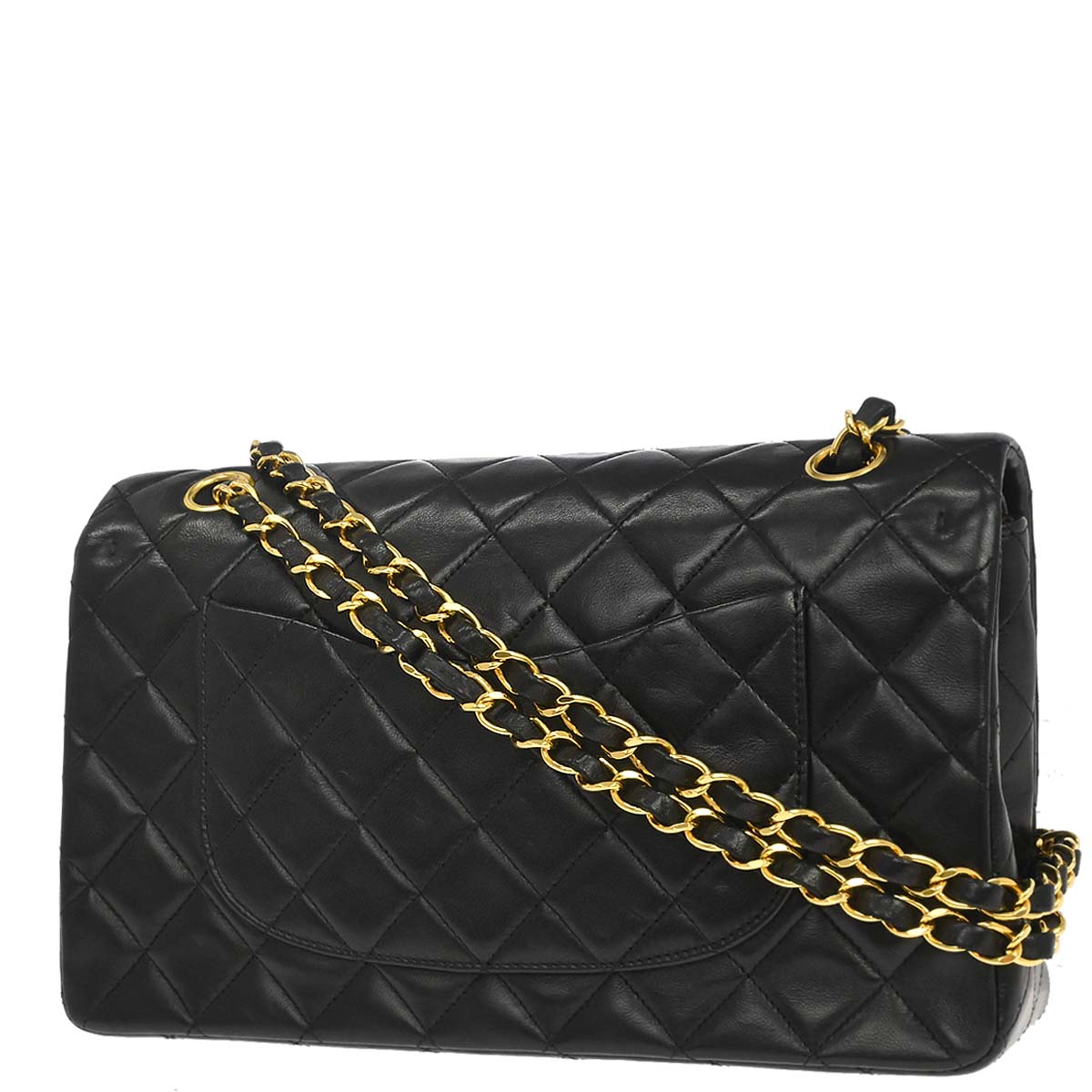 Chanel Black Lambskin Medium Classic Double Flap Shoulder Bag