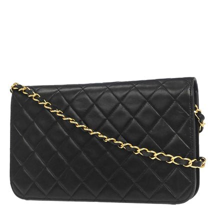 Chanel Black Lambskin Turnlock Small Full Flap Shoulder Bag