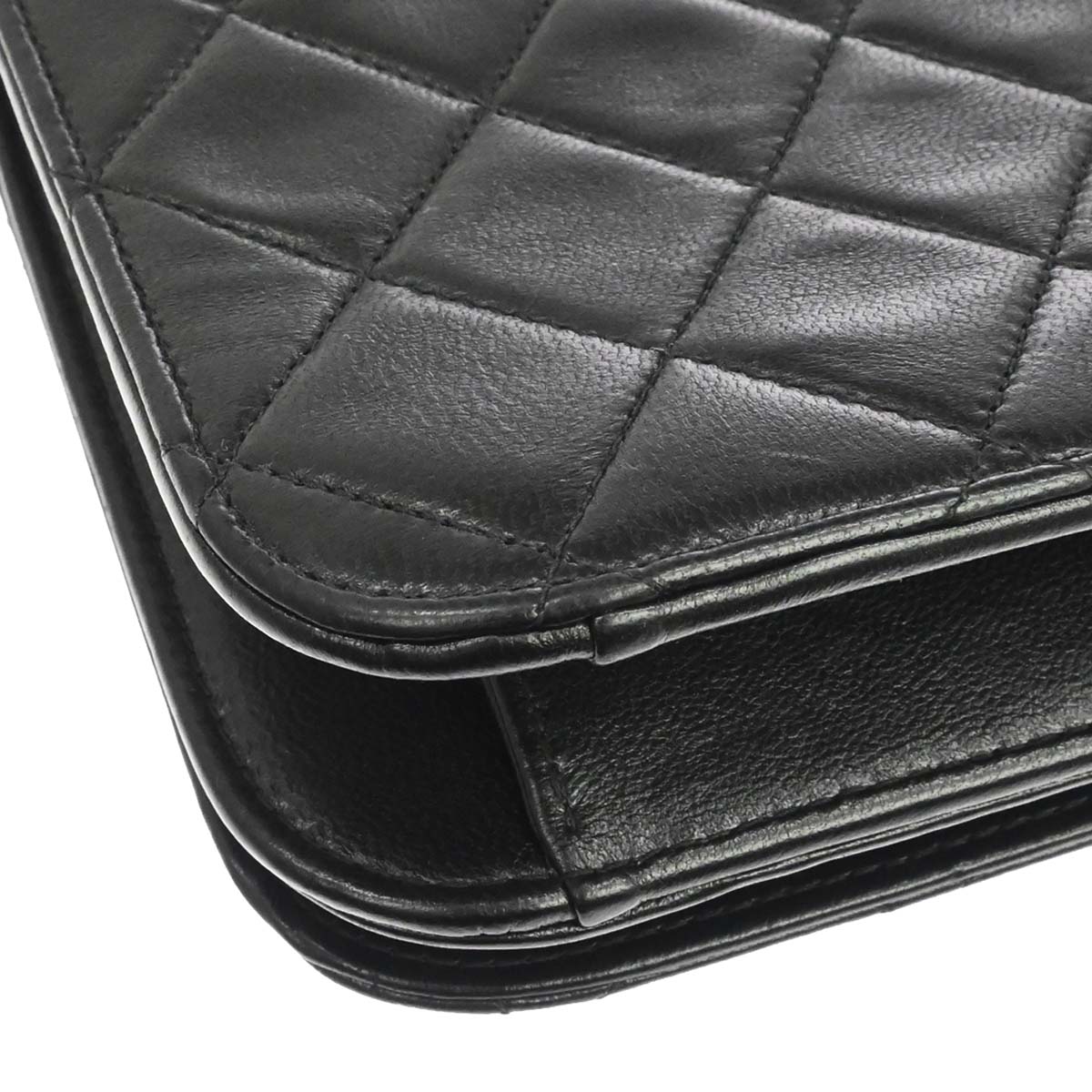 Chanel Black Lambskin Turnlock Small Full Flap Shoulder Bag
