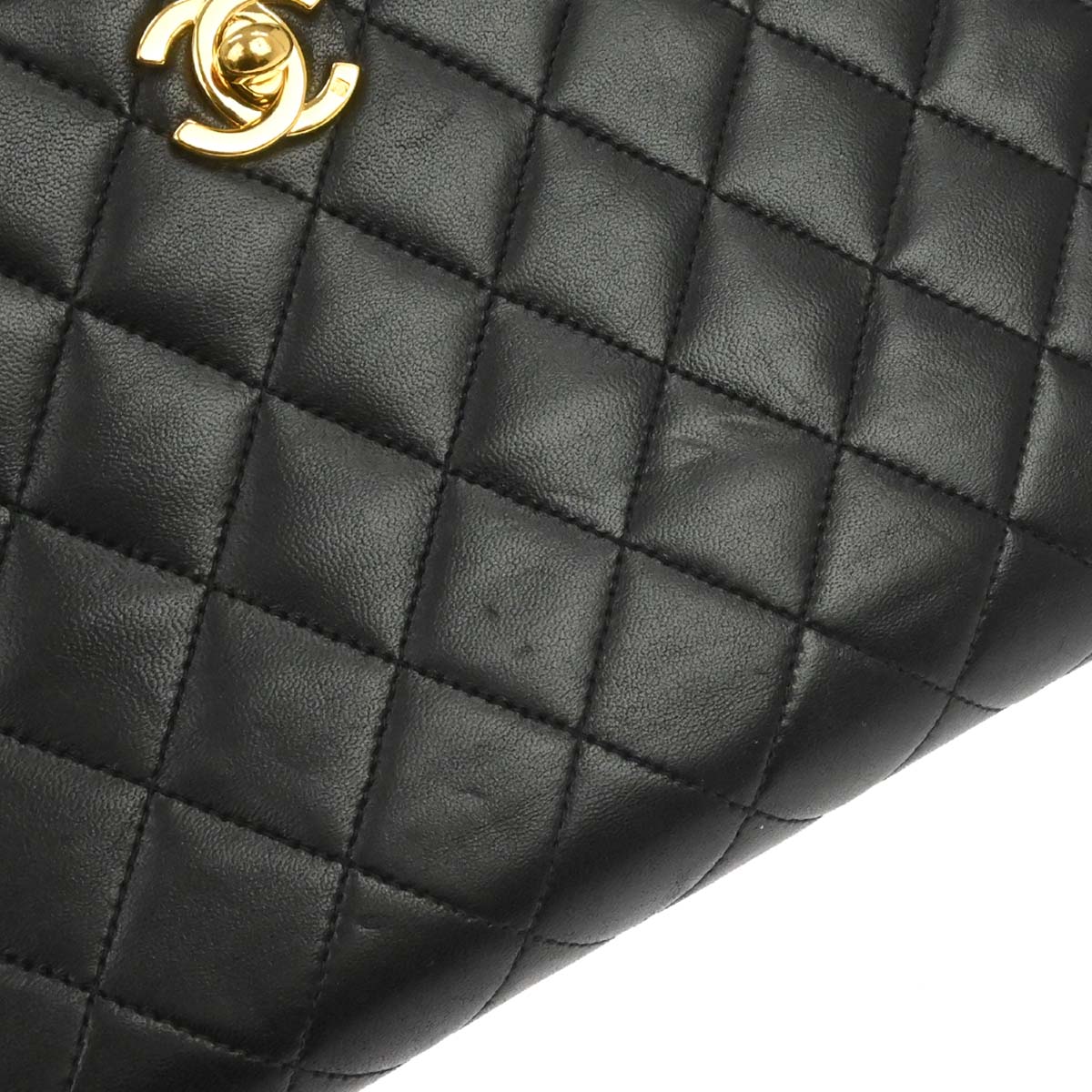 Chanel Black Lambskin Turnlock Small Full Flap Shoulder Bag