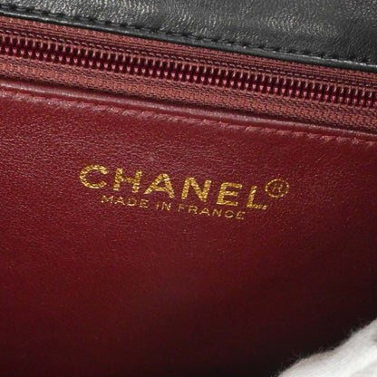 Chanel Black Lambskin Turnlock Small Full Flap Shoulder Bag