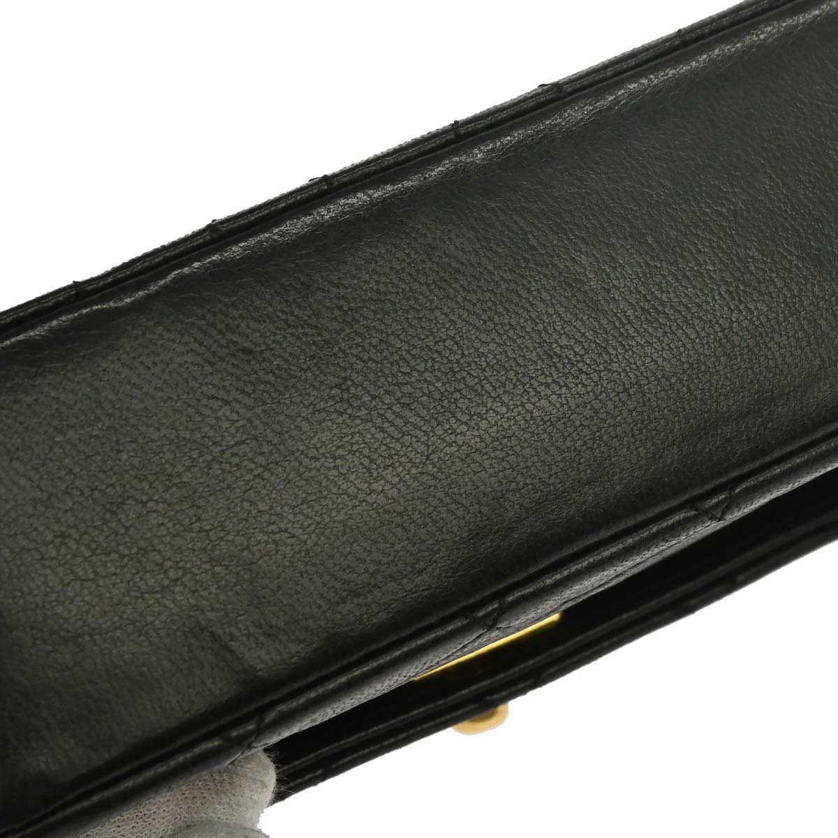 Chanel 1989-1991 Black Lambskin Straight Flap Shoulder Bag