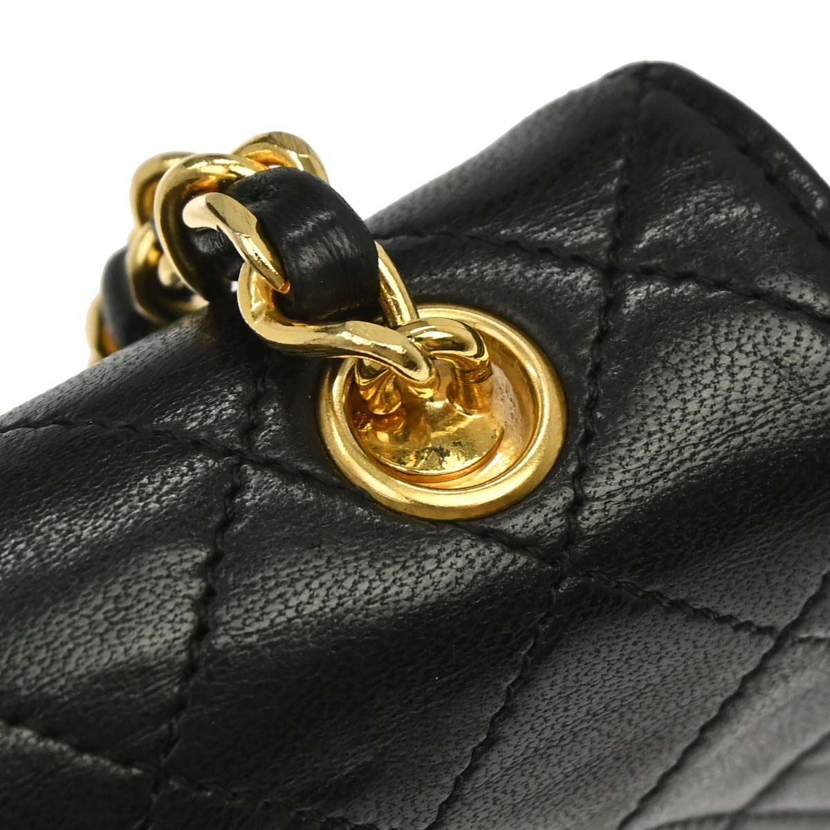Chanel 1989-1991 Black Lambskin Straight Flap Shoulder Bag
