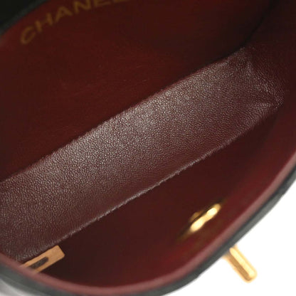Chanel 1989-1991 Black Lambskin Straight Flap Shoulder Bag