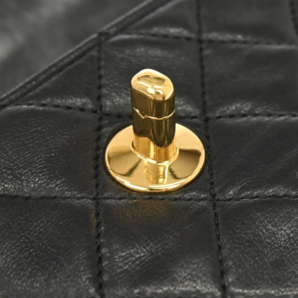 Chanel 1989-1991 Black Lambskin Straight Flap Shoulder Bag