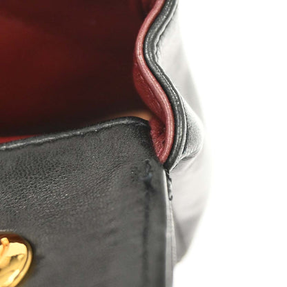 Chanel 1989-1991 Black Lambskin Straight Flap Shoulder Bag