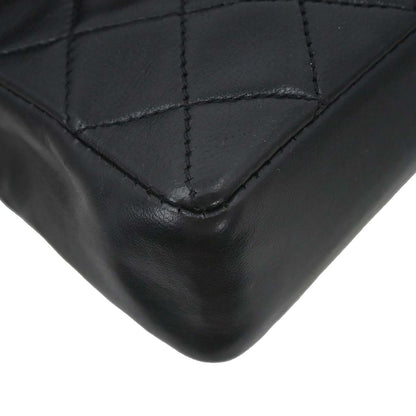 Chanel 1989-1991 Black Lambskin Straight Flap Shoulder Bag