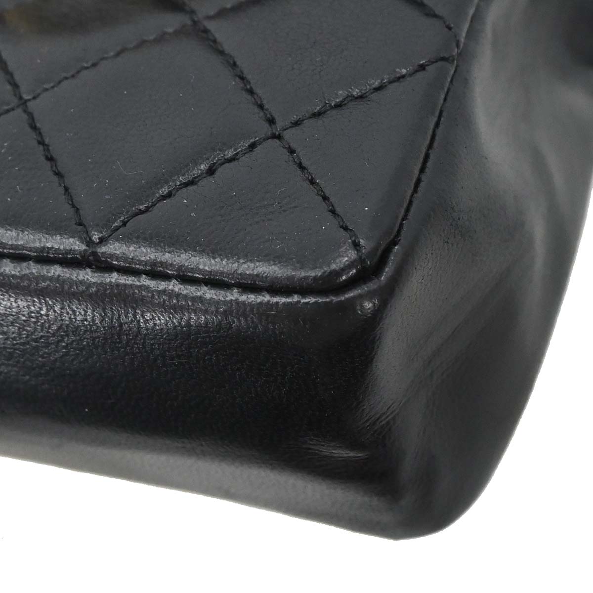 Chanel 1989-1991 Black Lambskin Straight Flap Shoulder Bag